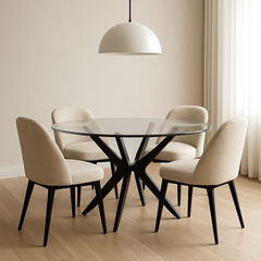 Emberwynn Round Glass Dining Table