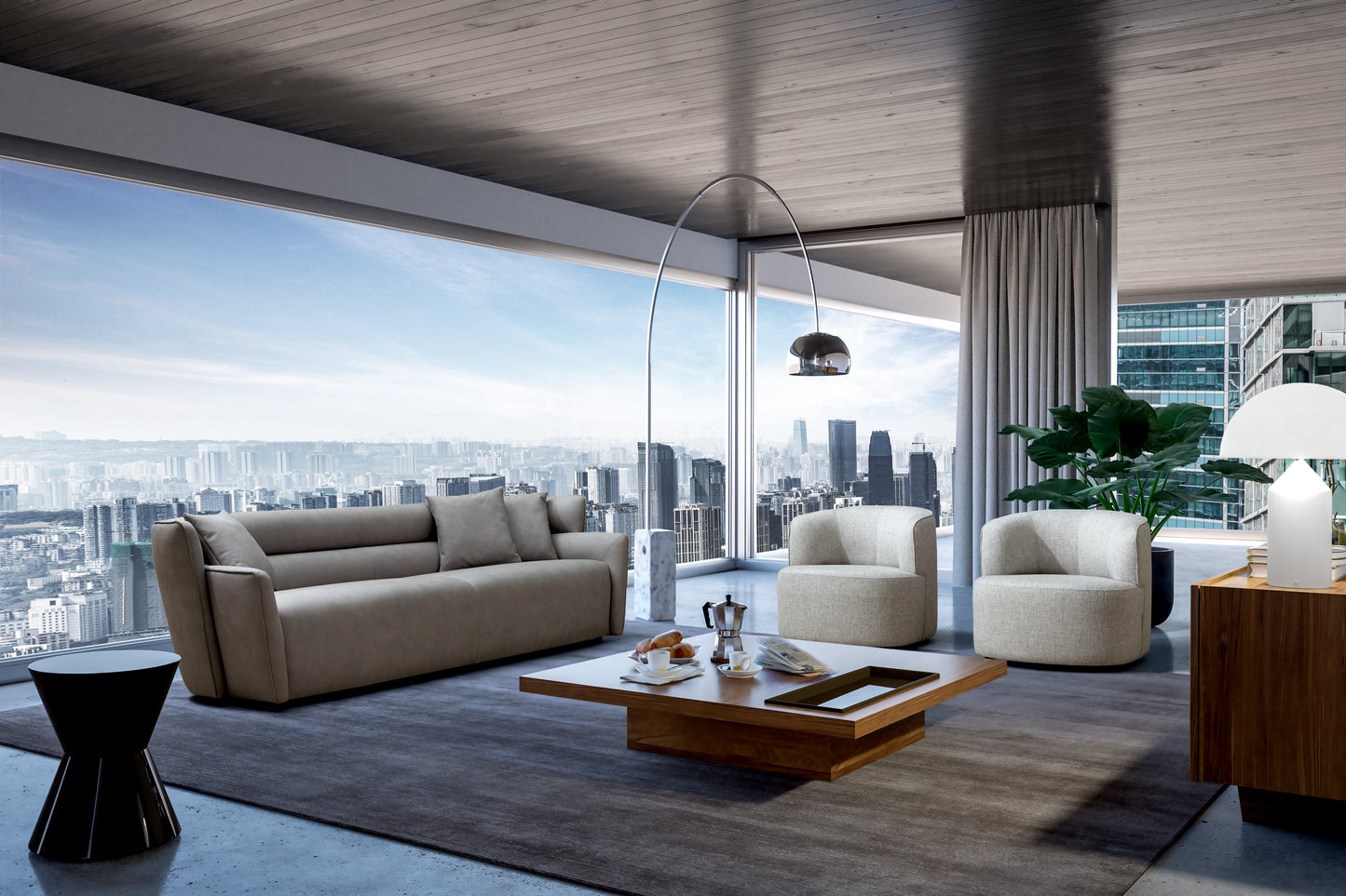 Boss Grey Nubuck Leather Sofa