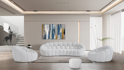 Nest White Curved Boucle Sofa