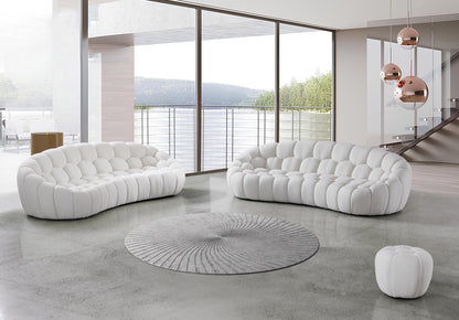 Nest White Curved Boucle Sofa