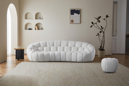 Nest White Curved Boucle Sofa