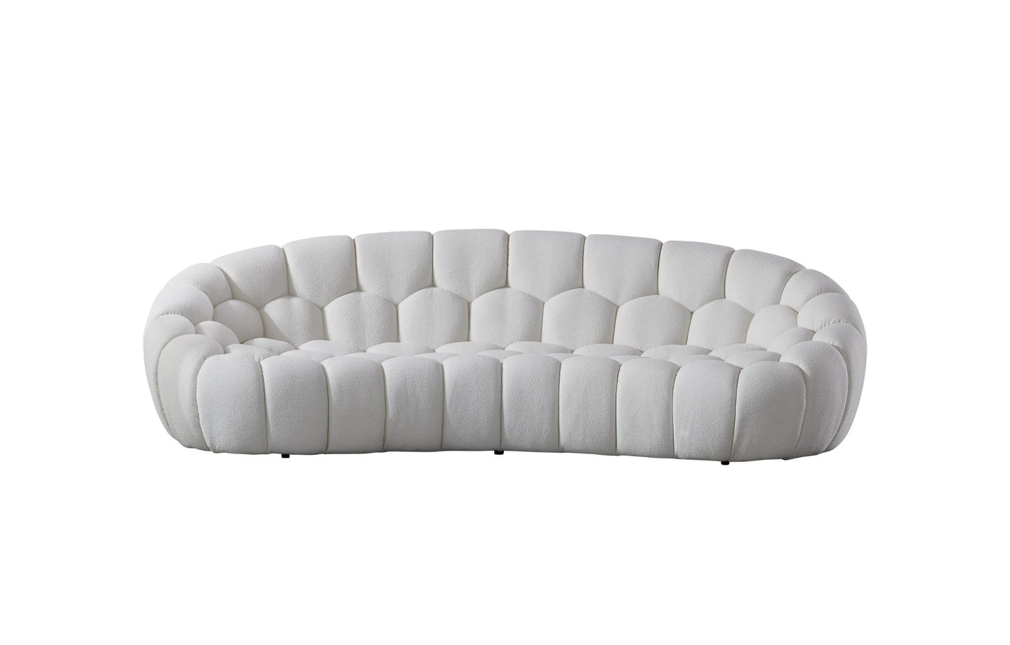 Nest White Curved Boucle Sofa