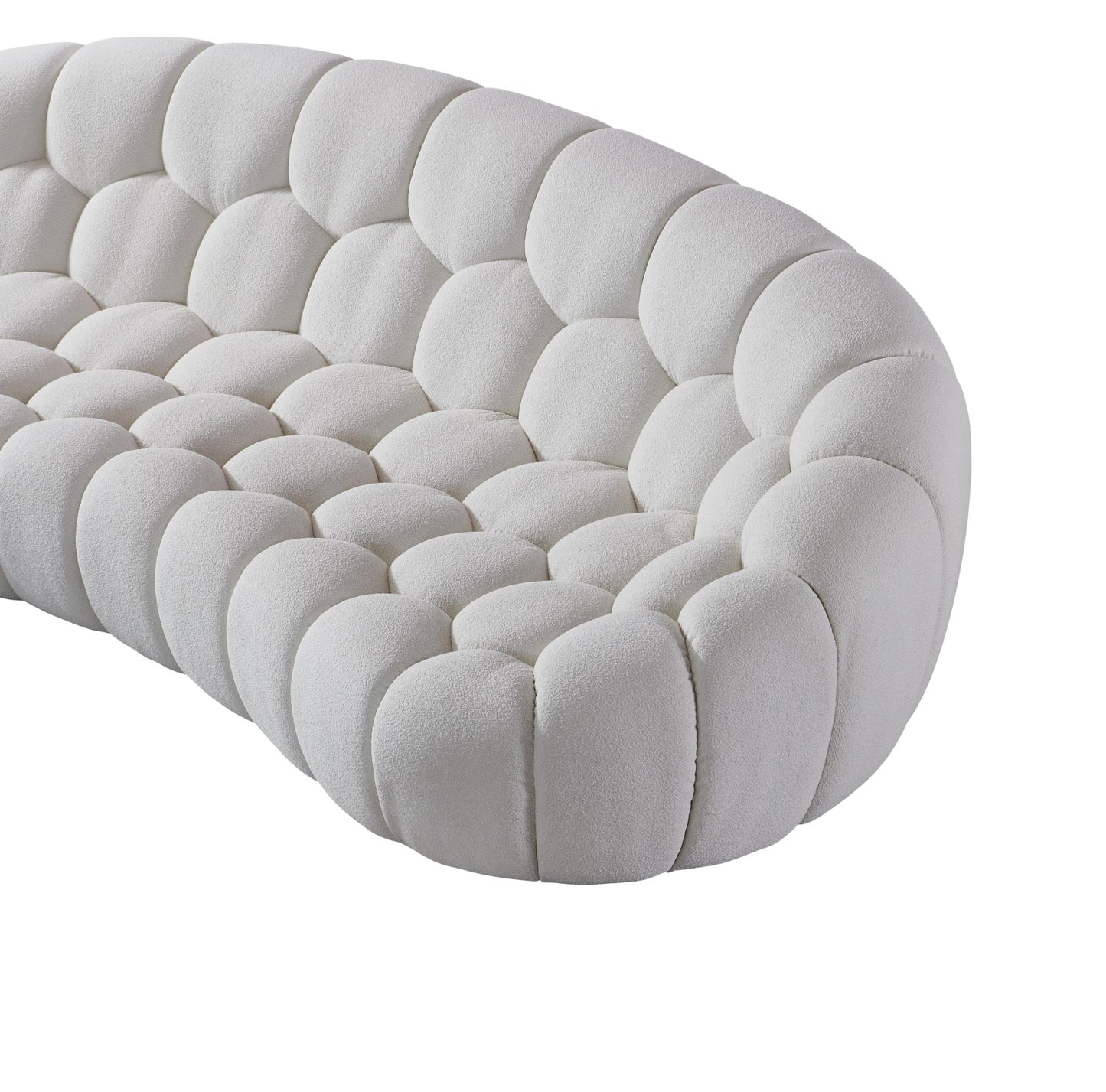 Nest White Curved Boucle Sofa