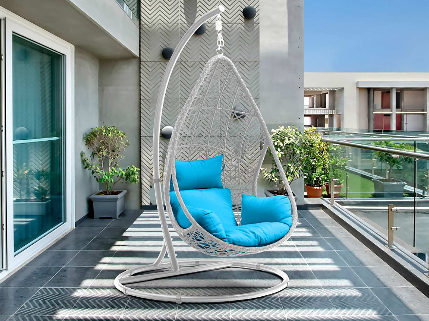 Bravo Outdoor Egg Chair - White/Blue