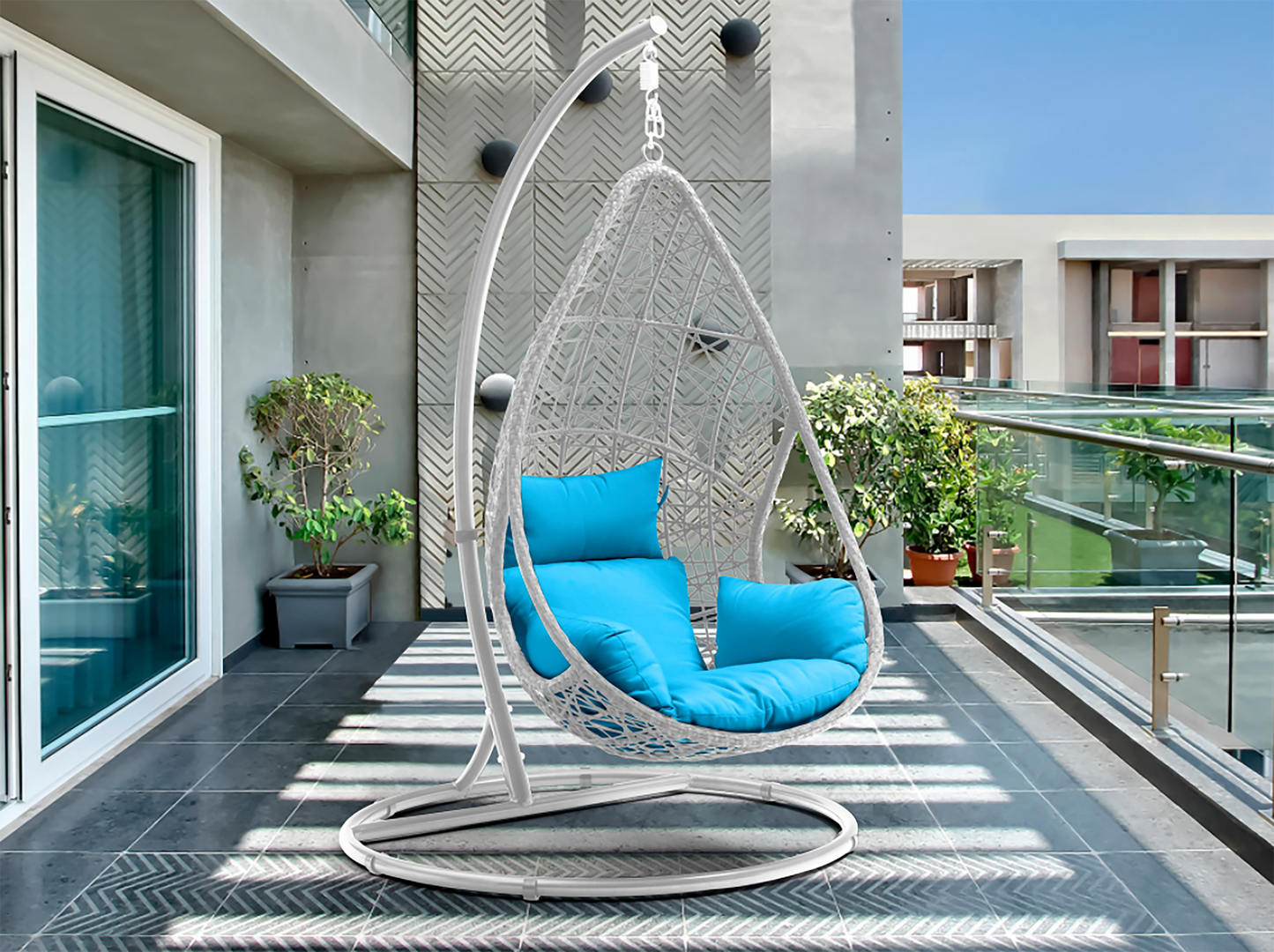 Bravo Outdoor Egg Chair - White/Blue