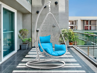 Bravo Outdoor Egg Chair - White/Blue