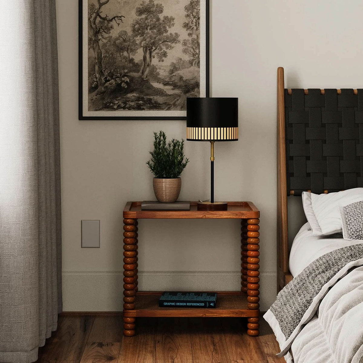 Twist Cane Solid Wood Side Table