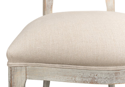 Oval Cane Back Side Chair-Grey Oak-Flax