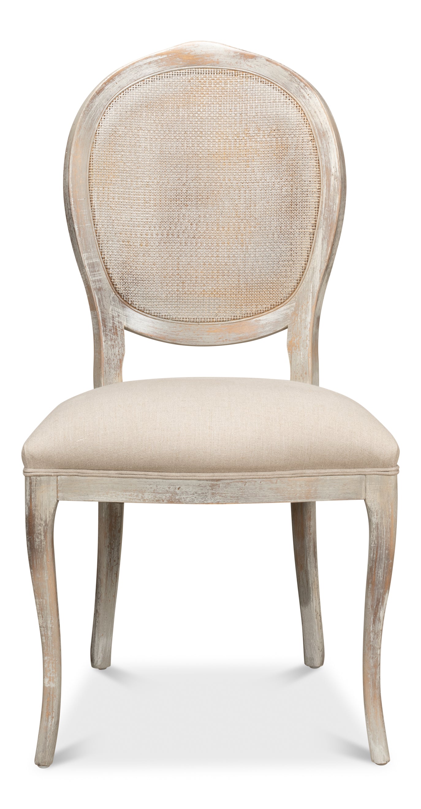 Oval Cane Back Side Chair-Grey Oak-Flax
