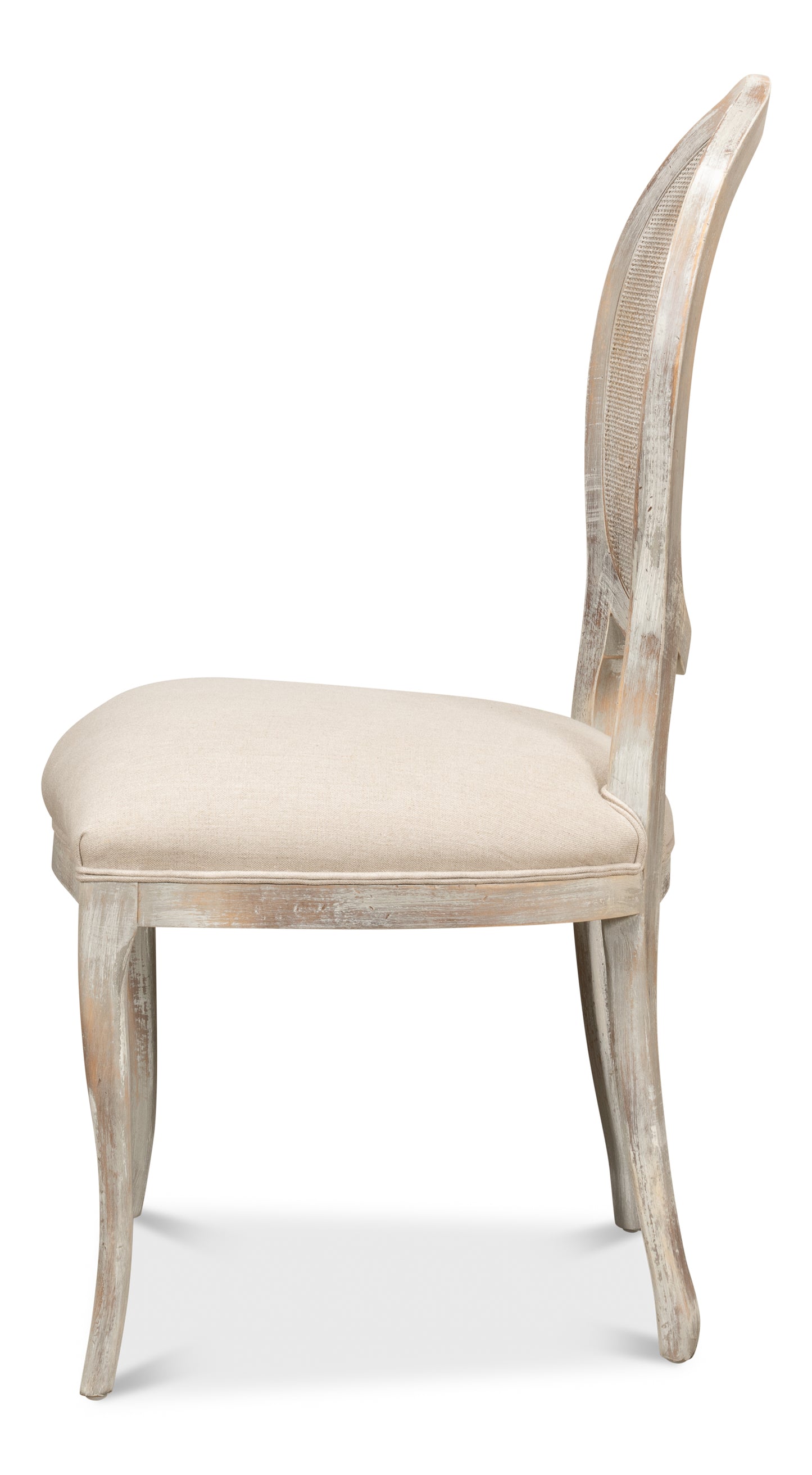 Oval Cane Back Side Chair-Grey Oak-Flax