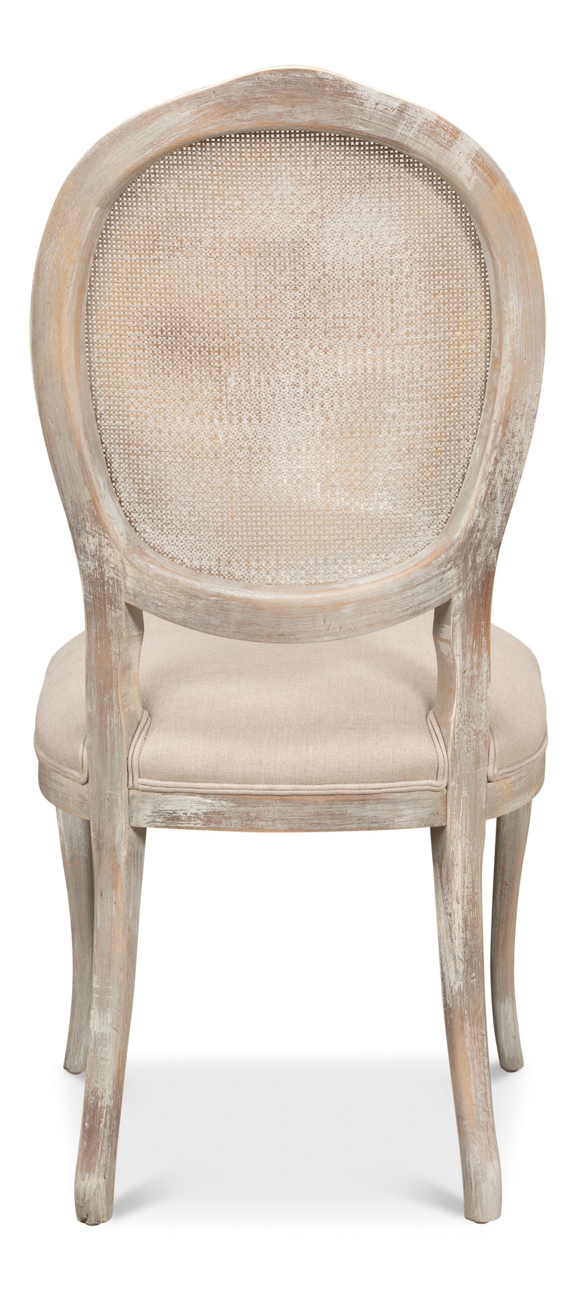Oval Cane Back Side Chair-Grey Oak-Flax