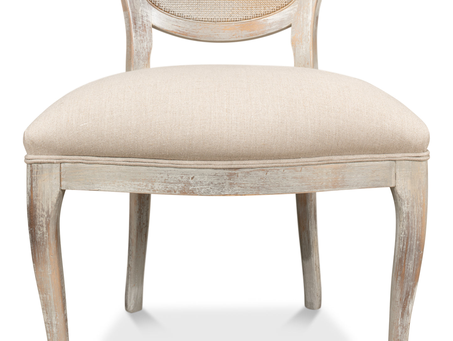 Oval Cane Back Side Chair-Grey Oak-Flax