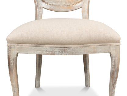 Oval Cane Back Side Chair-Grey Oak-Flax
