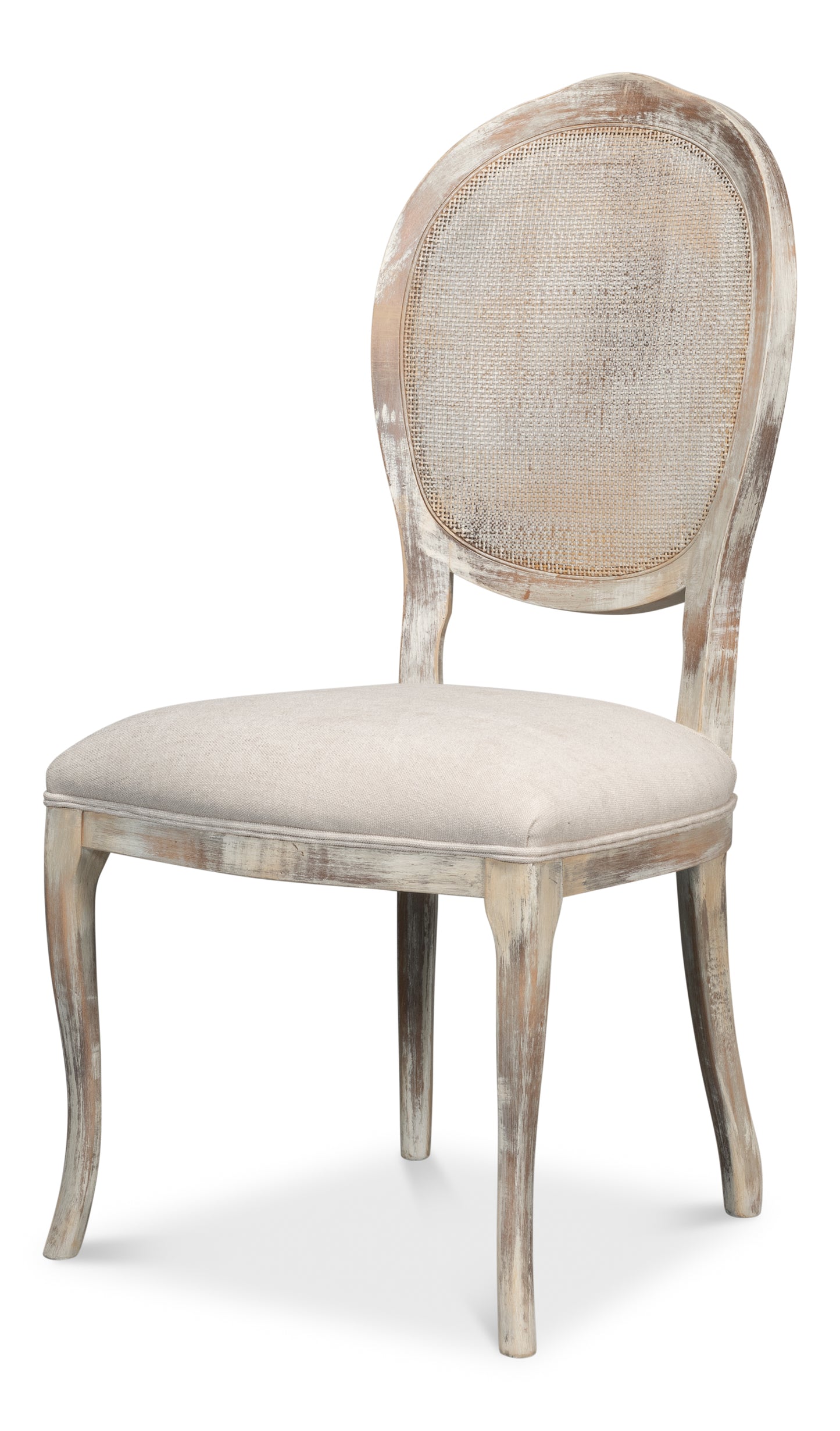 Oval Cane Back Side Chair-Grey Oak-Taupe