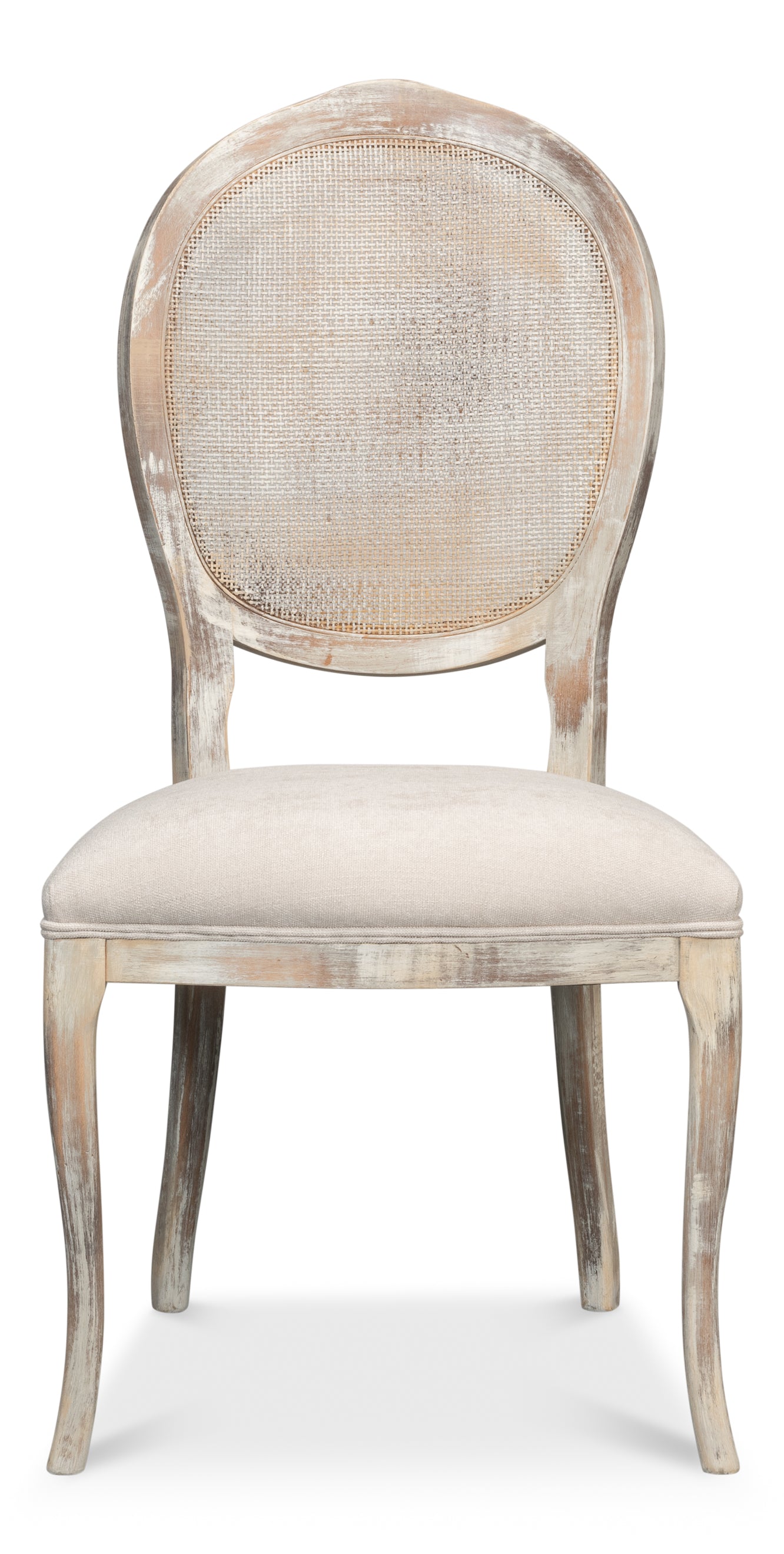 Oval Cane Back Side Chair-Grey Oak-Taupe