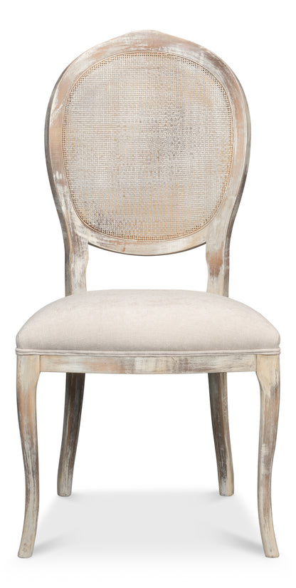 Oval Cane Back Side Chair-Grey Oak-Taupe