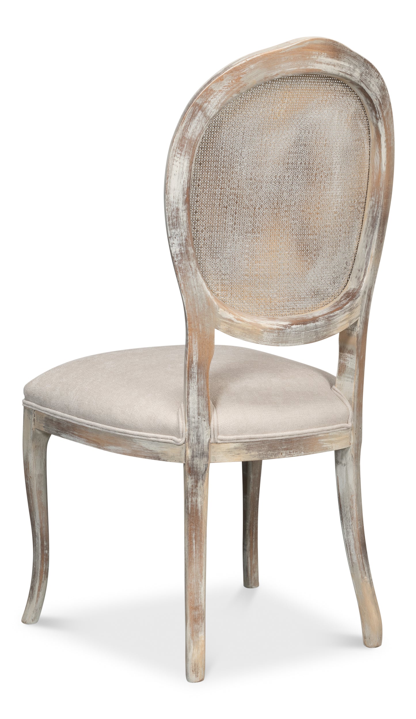 Oval Cane Back Side Chair-Grey Oak-Taupe