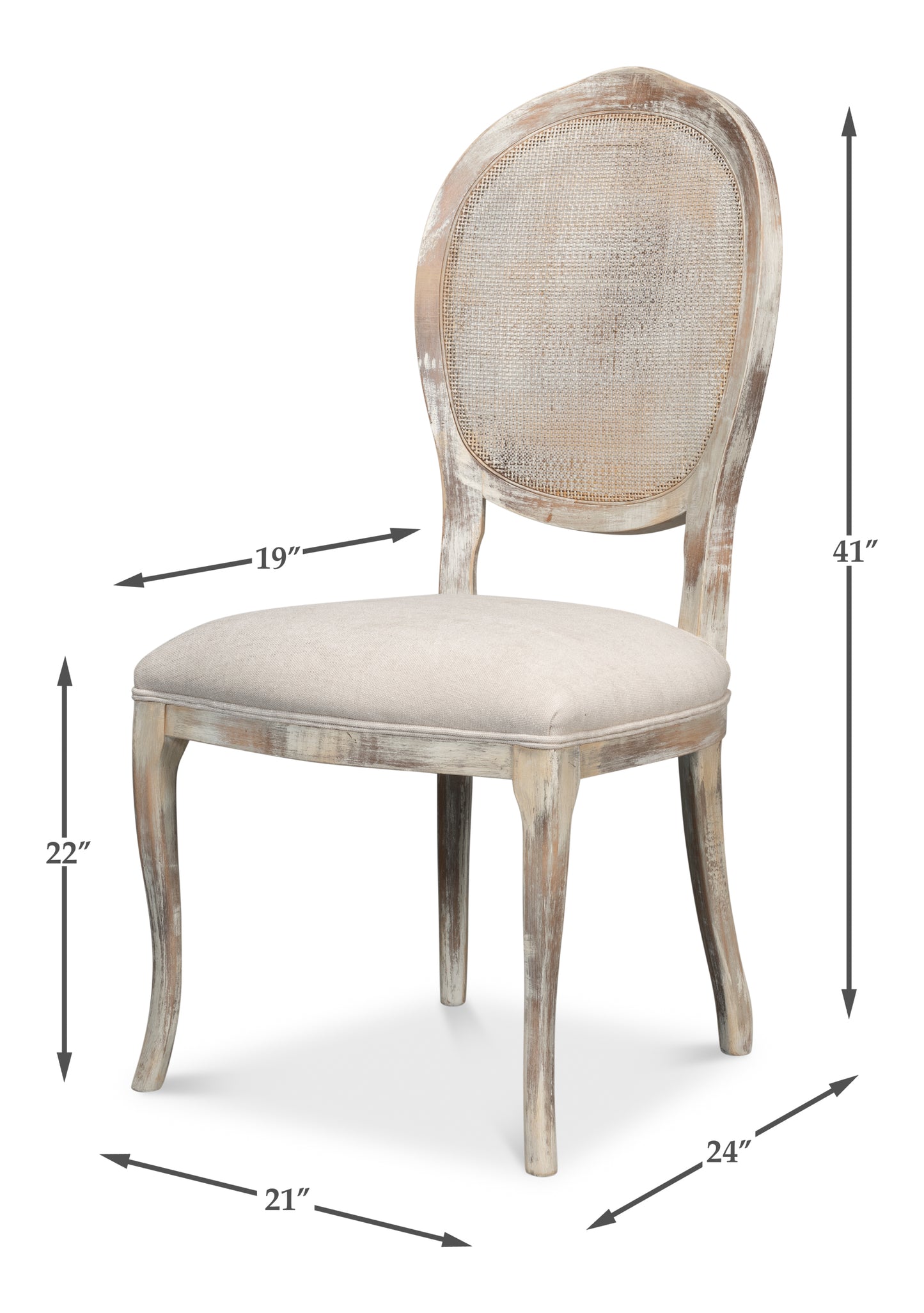Oval Cane Back Side Chair-Grey Oak-Taupe