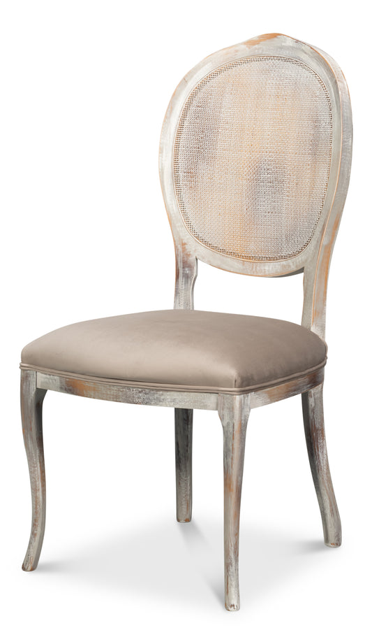 Oval Cane Back Side Chair-Grey Oak-Grey