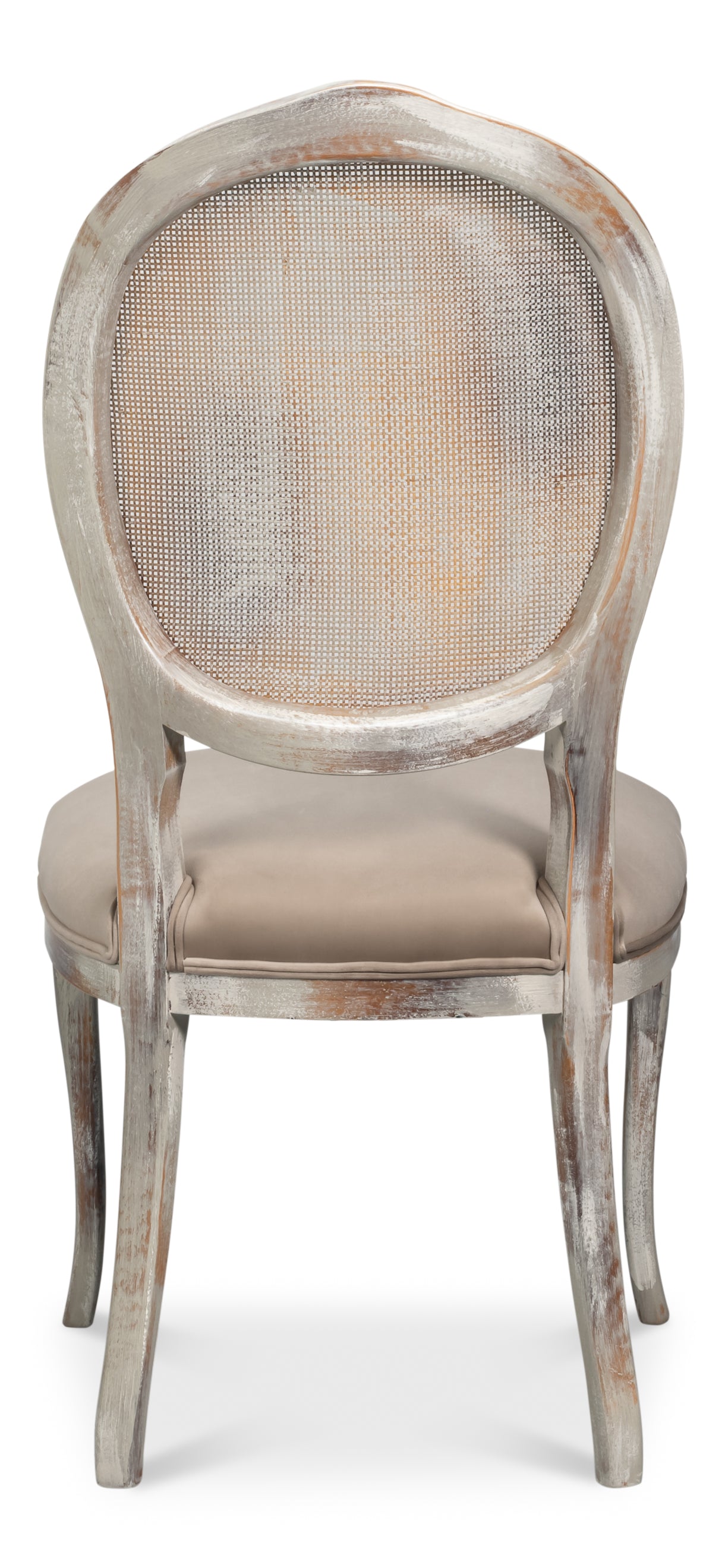 OVAL CANE BACK SIDE CHAIR-GREY OAK-GREY