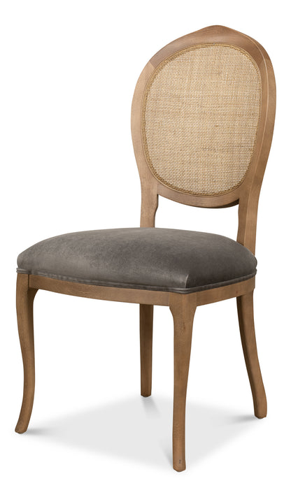 Oval Cane Back Side Chair-Driftwood-Charcoal