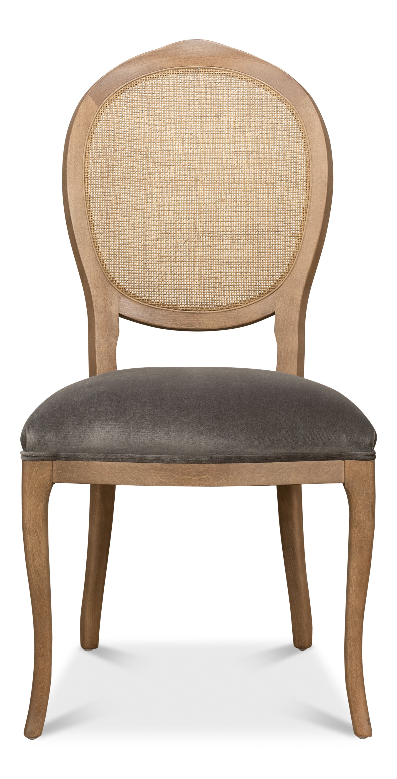 Oval Cane Back Side Chair-Driftwood-Charcoal
