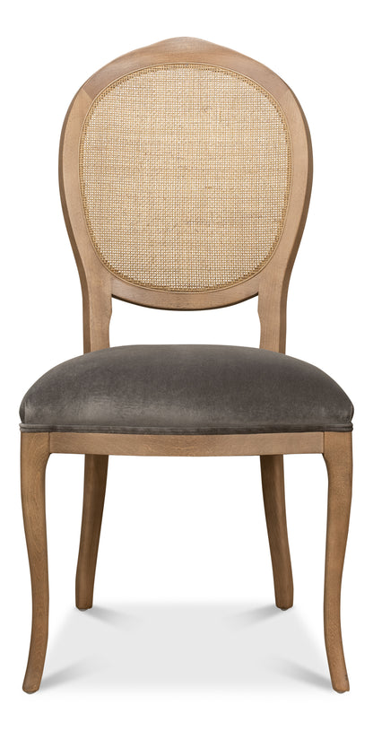 Oval Cane Back Side Chair-Driftwood-Charcoal