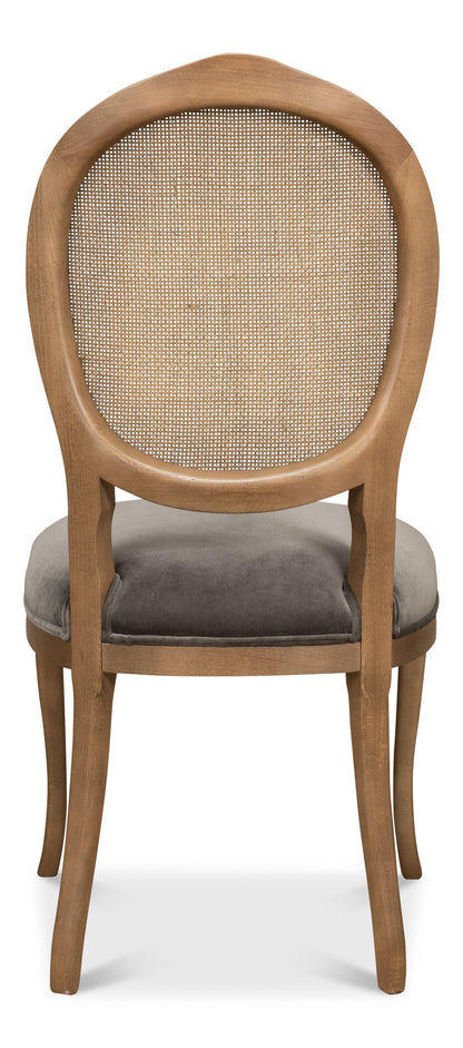 Oval Cane Back Side Chair-Driftwood-Charcoal