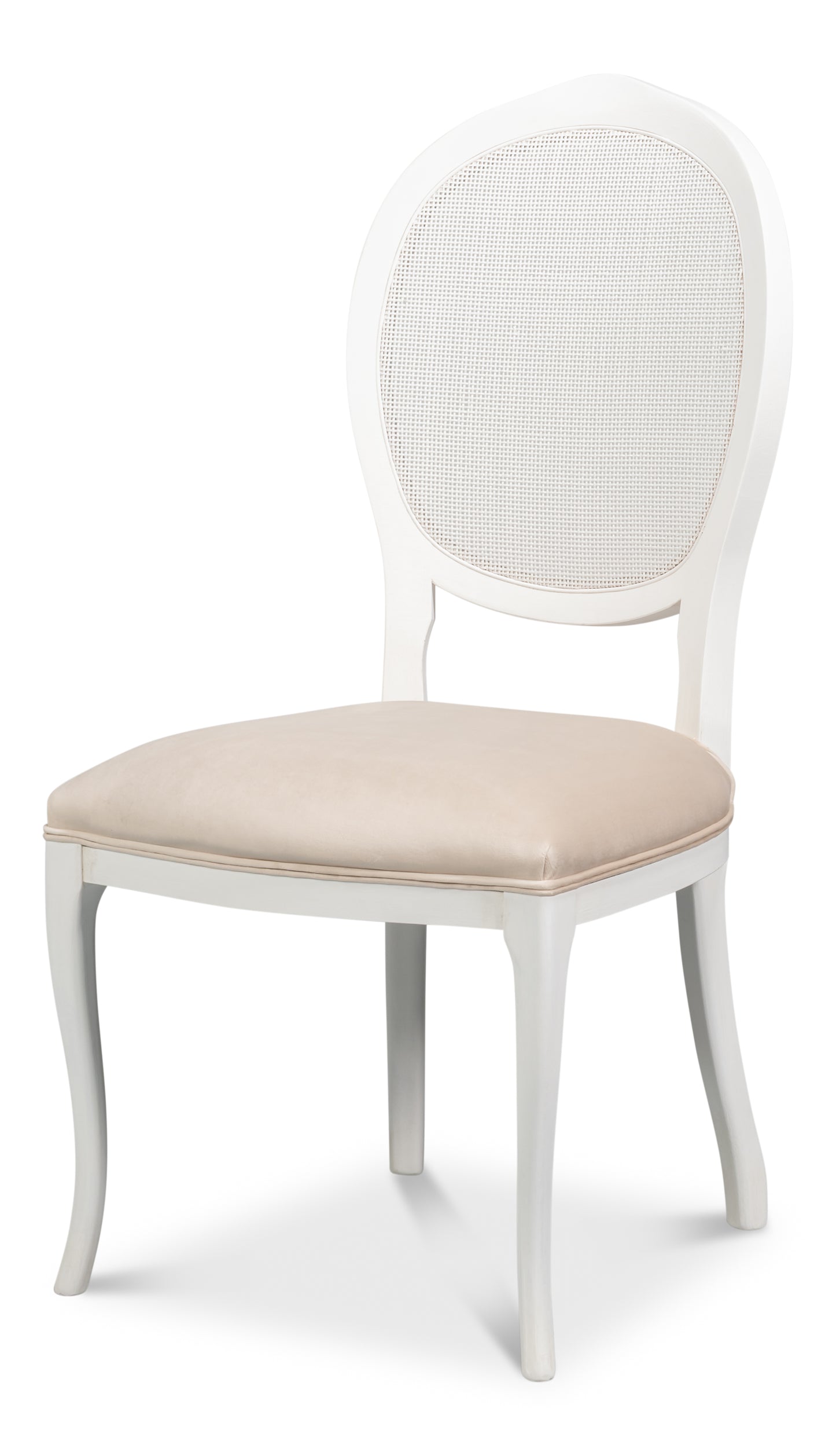 Oval Cane Back Side Chair-Cortina White
