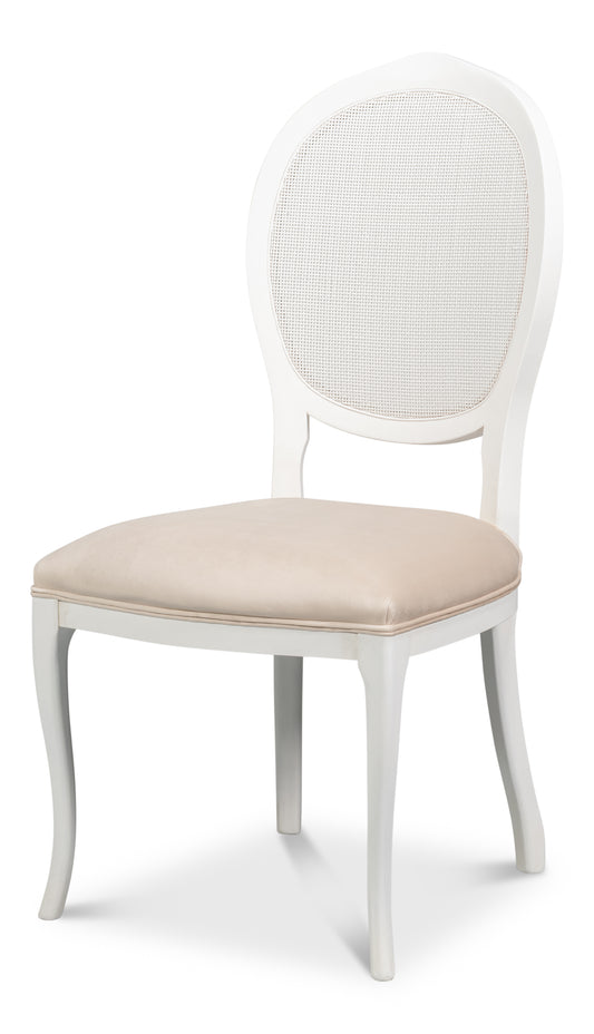 Oval Cane Back Side Chair-Cortina White
