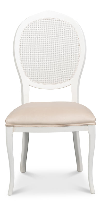Oval Cane Back Side Chair-Cortina White