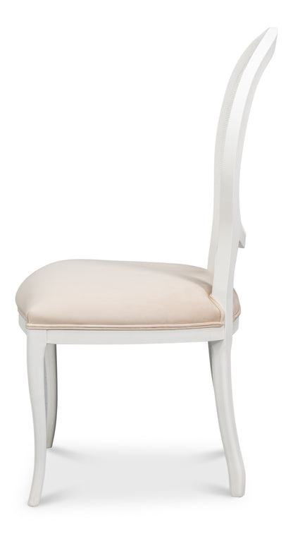 Oval Cane Back Side Chair-Cortina White