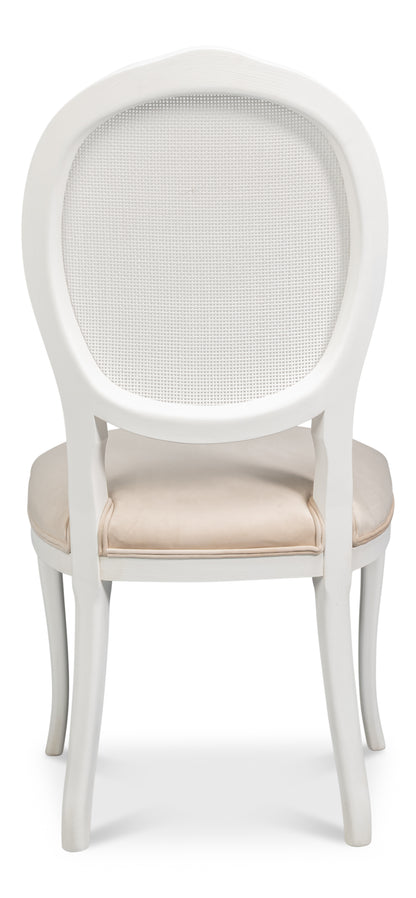Oval Cane Back Side Chair-Cortina White