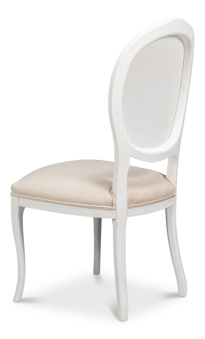 Oval Cane Back Side Chair-Cortina White