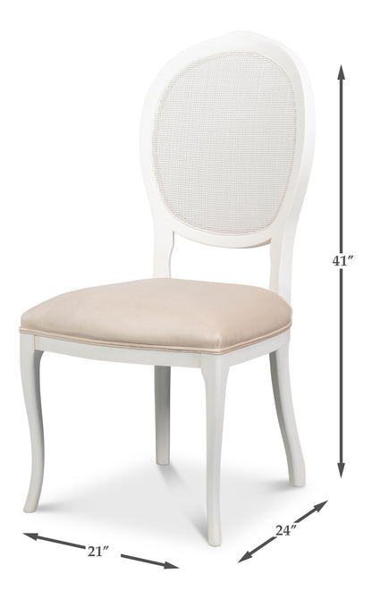 Oval Cane Back Side Chair-Cortina White