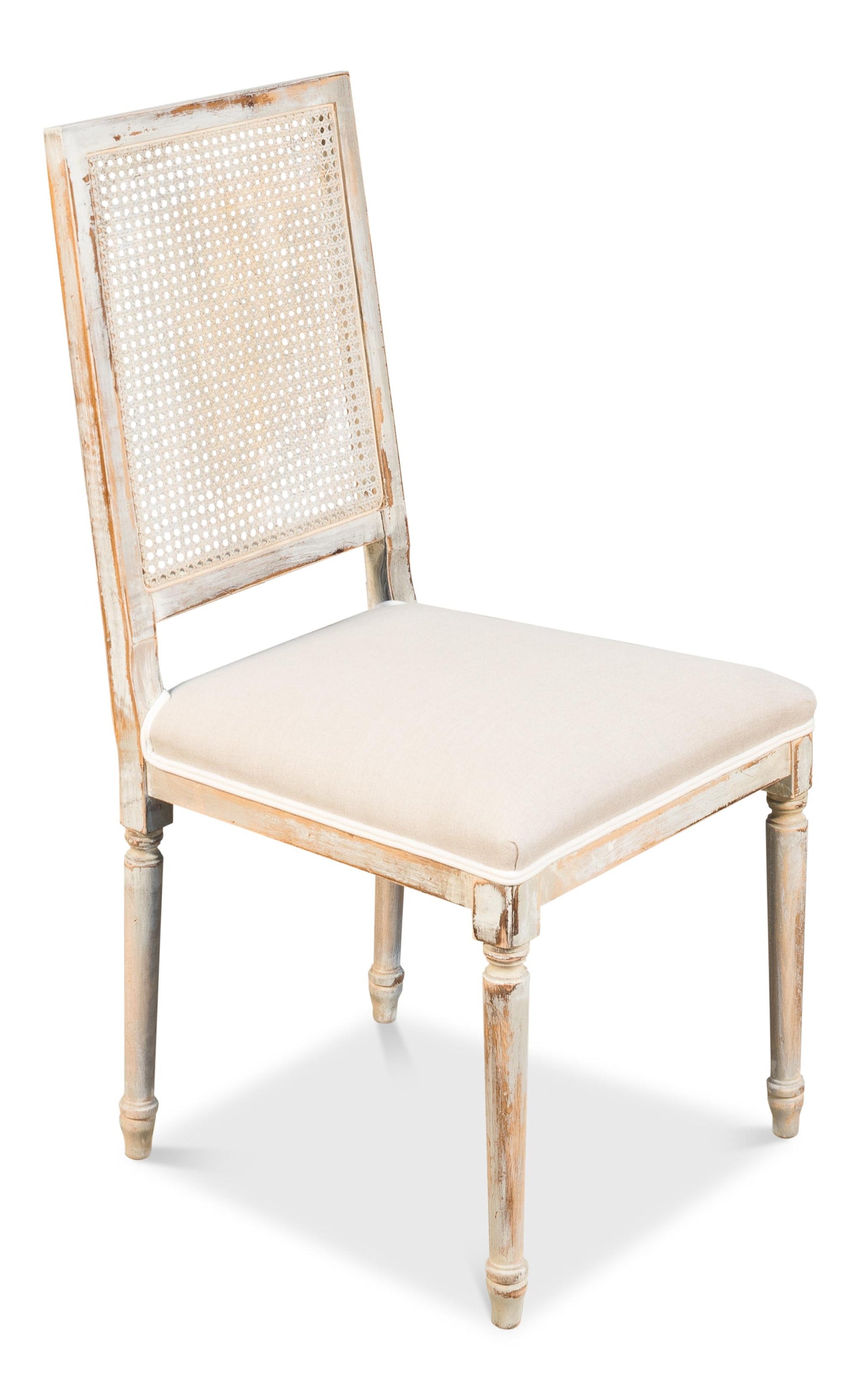 Uffizi Home Cane Back Side Chair, Grey Oak, Flax