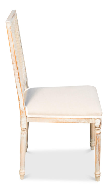 Uffizi Home Cane Back Side Chair, Grey Oak, Flax