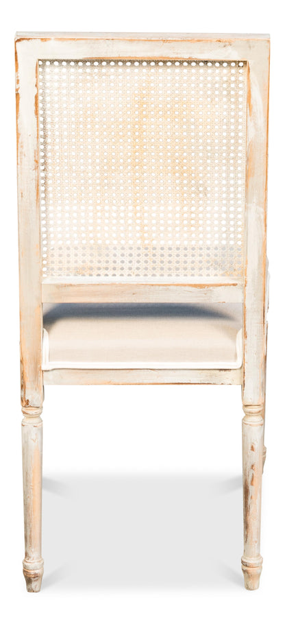 Uffizi Home Cane Back Side Chair, Grey Oak, Flax