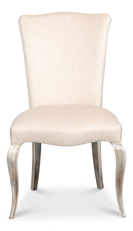 SIDE CHAIR, GREY OAK, TAUPE VELVET