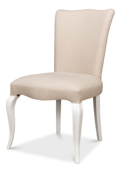 SIDE CHAIR  CORTINA WHITE W/ LINEN FLAX