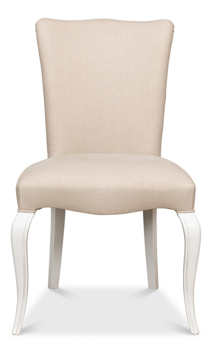 SIDE CHAIR  CORTINA WHITE W/ LINEN FLAX