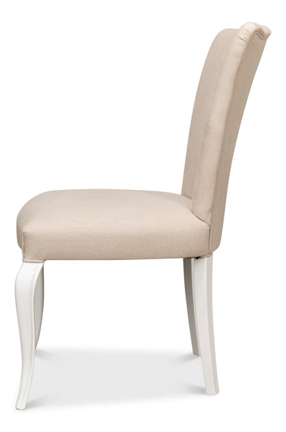 SIDE CHAIR  CORTINA WHITE W/ LINEN FLAX