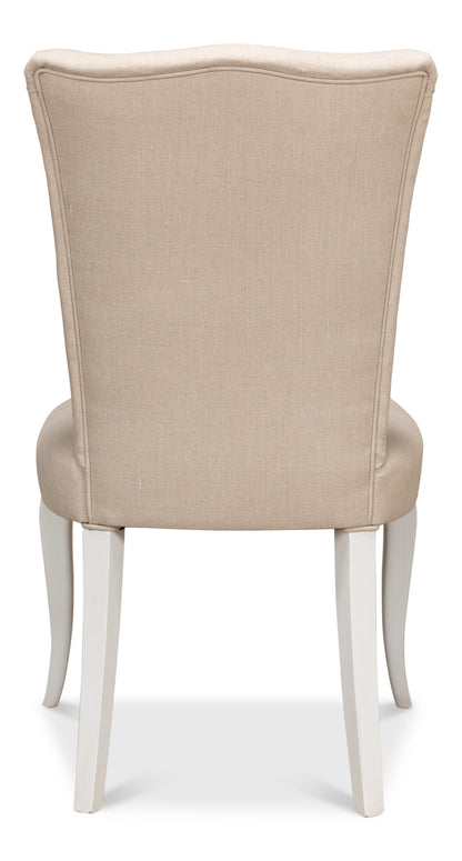 SIDE CHAIR  CORTINA WHITE W/ LINEN FLAX