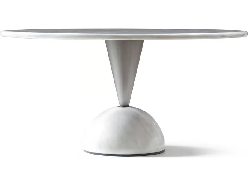 Olympia 60" Round High Gloss White Marble Dining Table