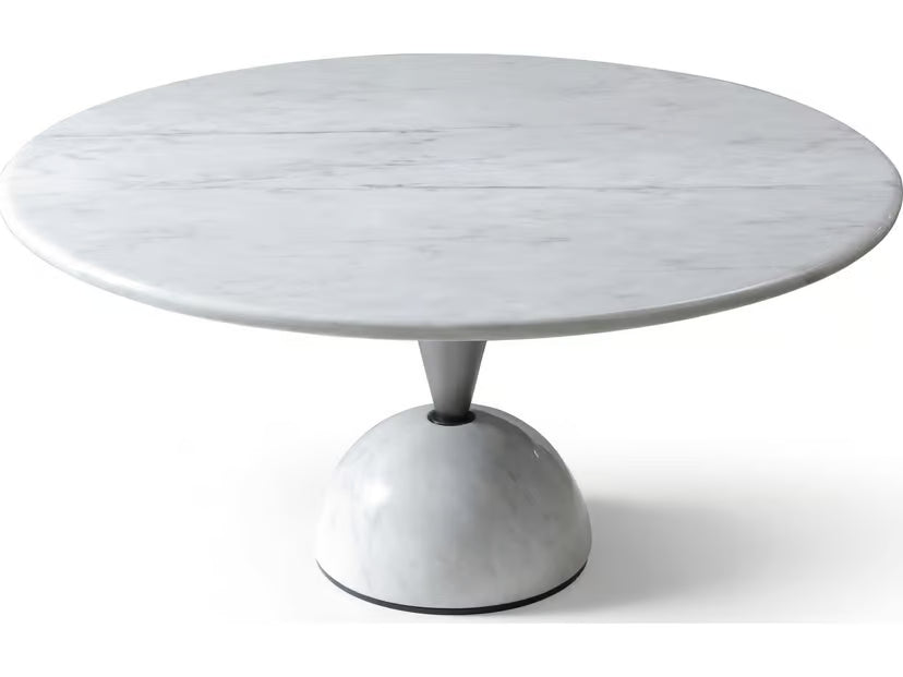 Olympia 60" Round High Gloss White Marble Dining Table