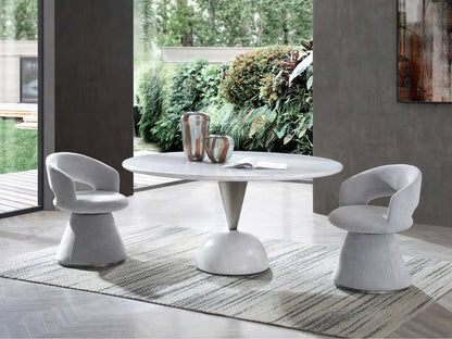 Olympia 60" Round High Gloss White Marble Dining Table