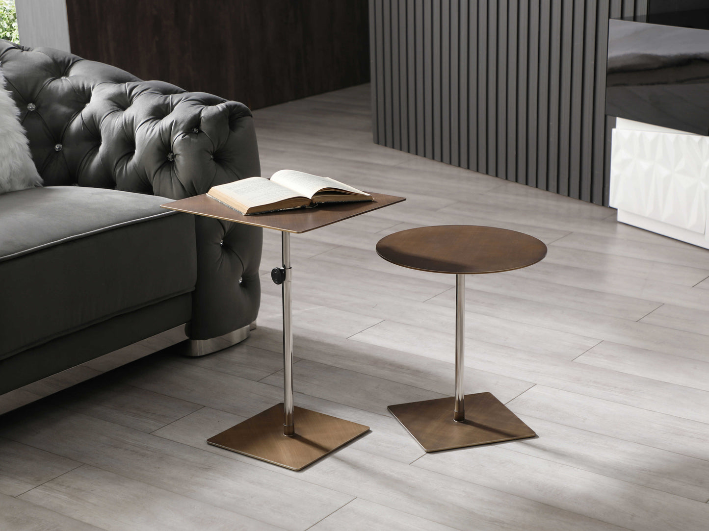 Karley Square Side Table, Bronze Brushed Metal