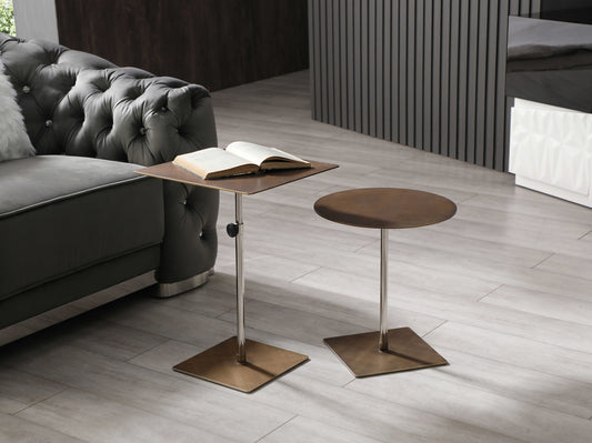 Karley Square Side Table, Bronze Brushed Metal