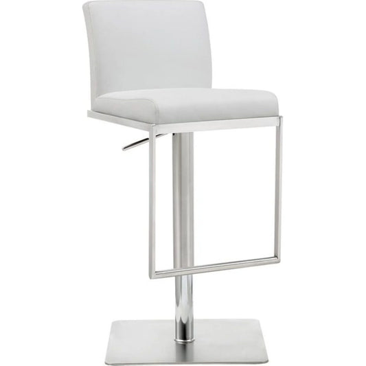 Clay Barstool, White Faux Leather