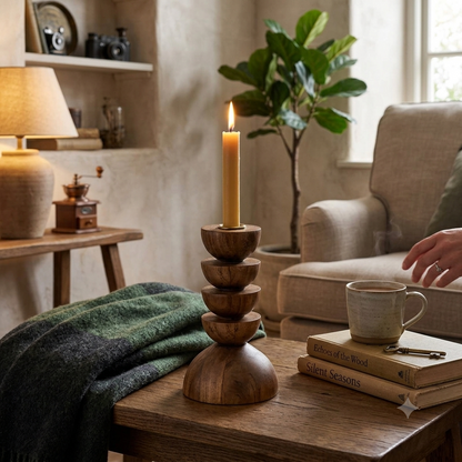 Cupola Candle Holder Medium - Acacia